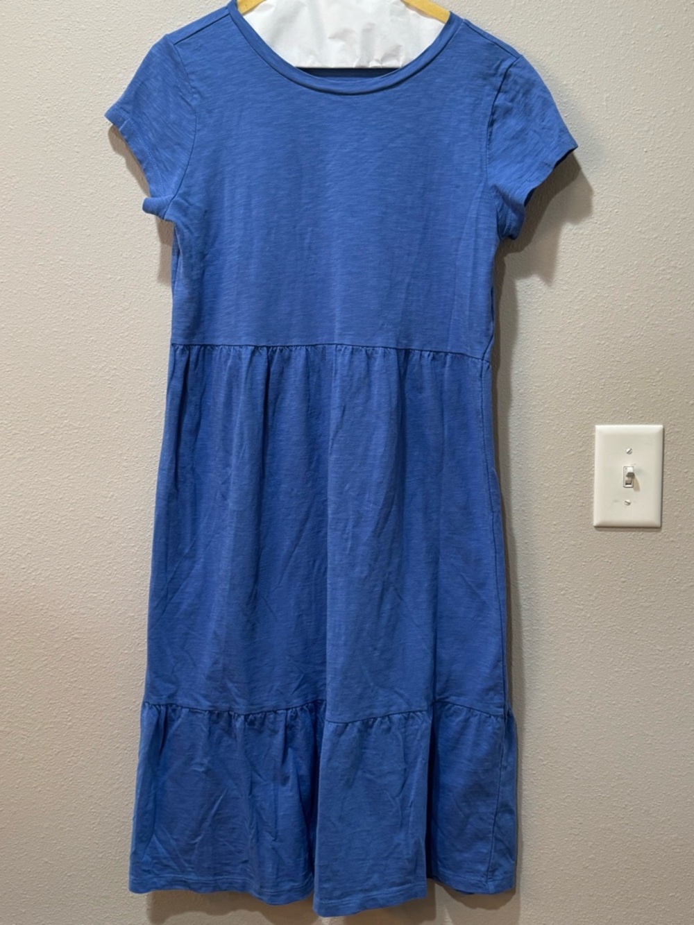 Loft Women's Blue Short Sleeve Tiered Dress
